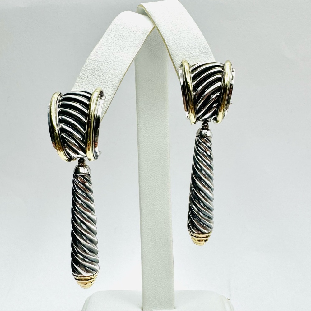 David Yurman Thoroughbred Drop Earrings With Gold